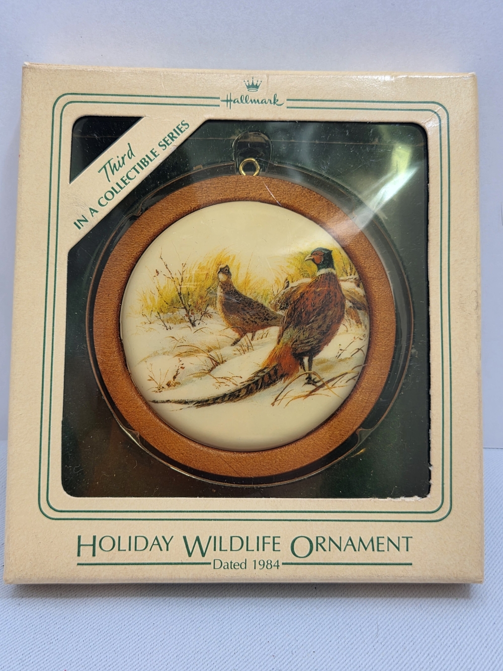 Vintage 1984 Hallmark Holiday Wildlife Ornament Ring-Necked Pheasant NIB 🌾🦌